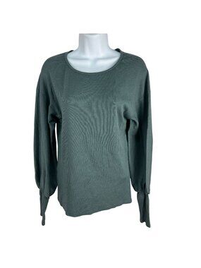 Michael Stars Womens Ribbed Long Sleeve Tie Cuff Top M Teal USA